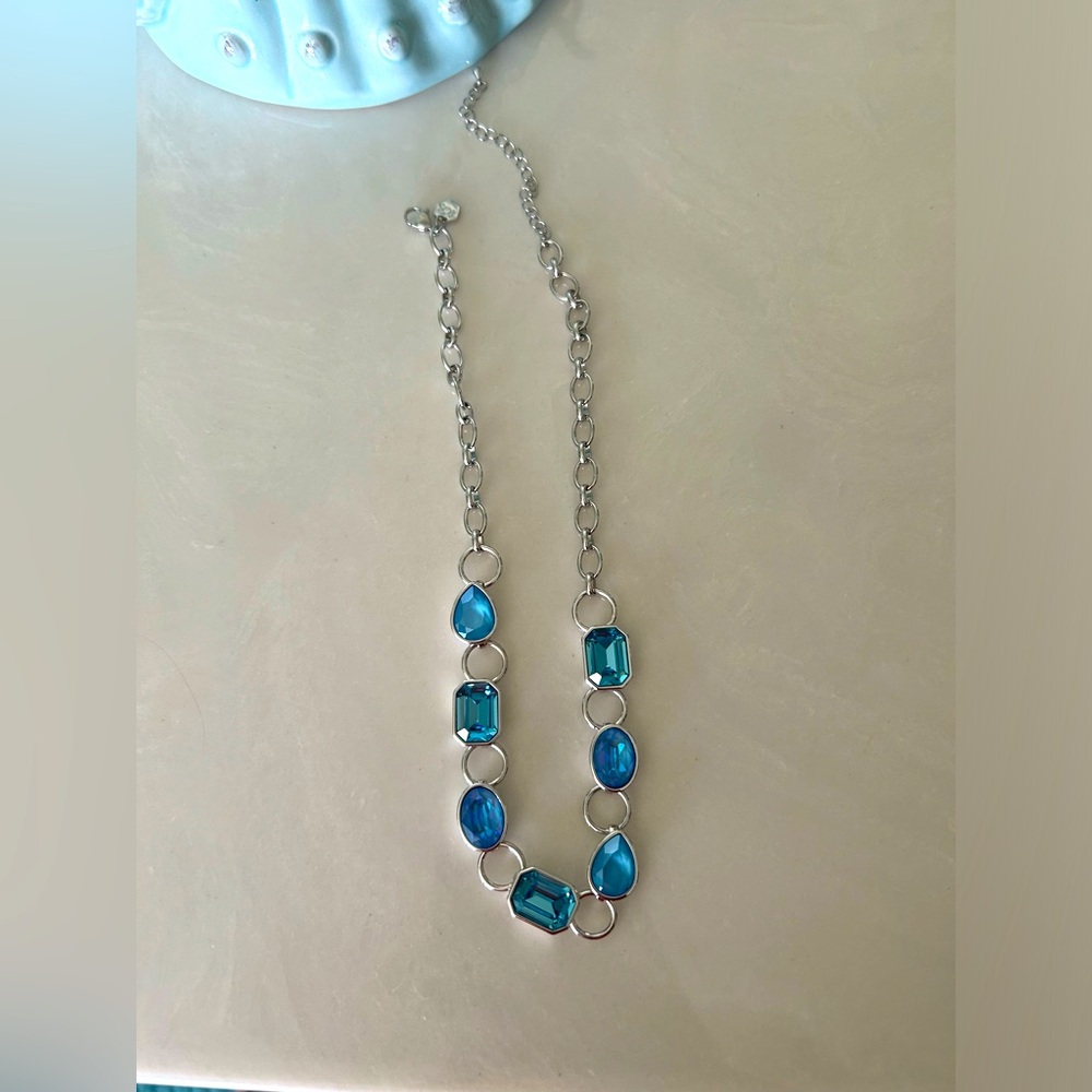 Touchstone Crystal blue chain necklace